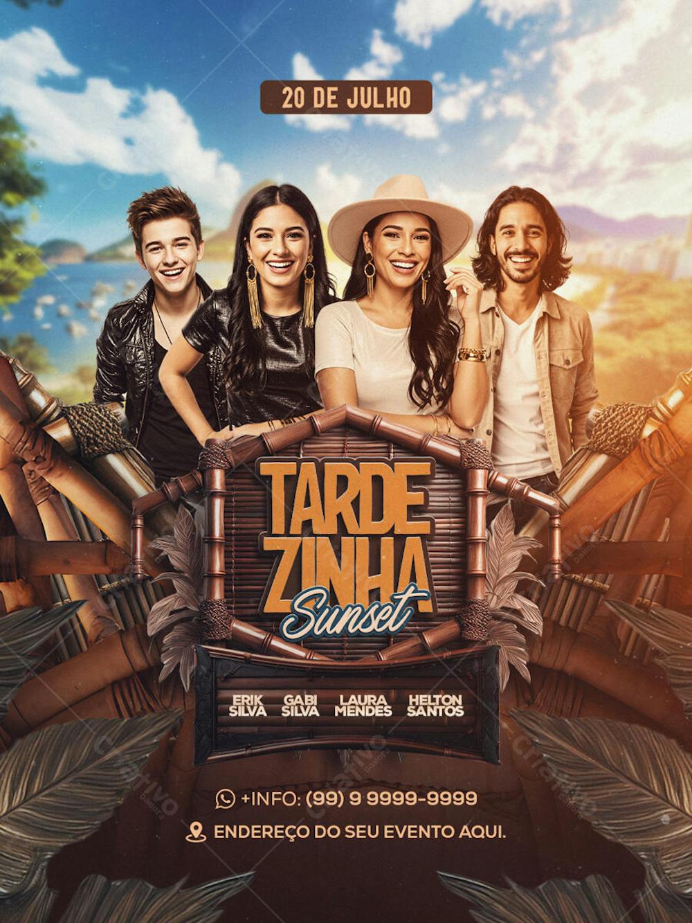 Flyer Tardezinha Sunset Feed PSD Editavel