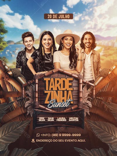 Flyer Tardezinha Sunset Feed PSD Editavel