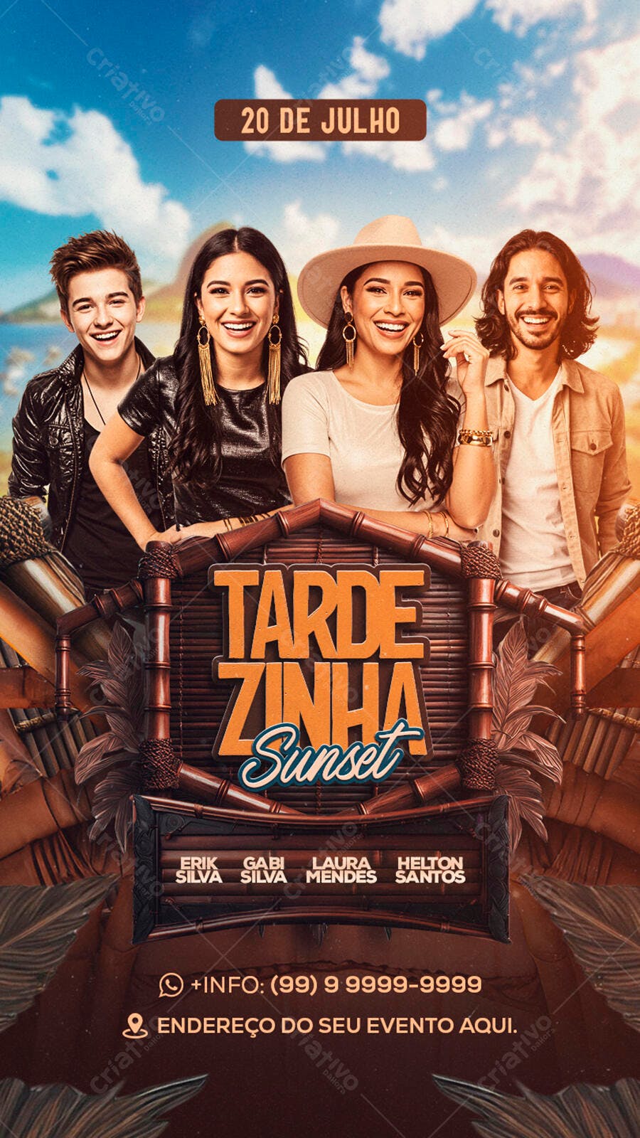 Flyer para Evento Tardezinha Sunset 20 de Julho PSD Editável