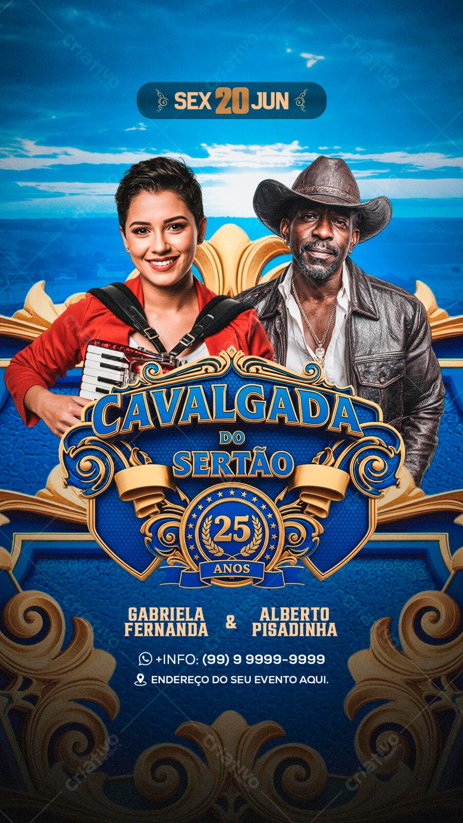 Flyer Cavalgada Sertão 20 de Junho PSD Editável