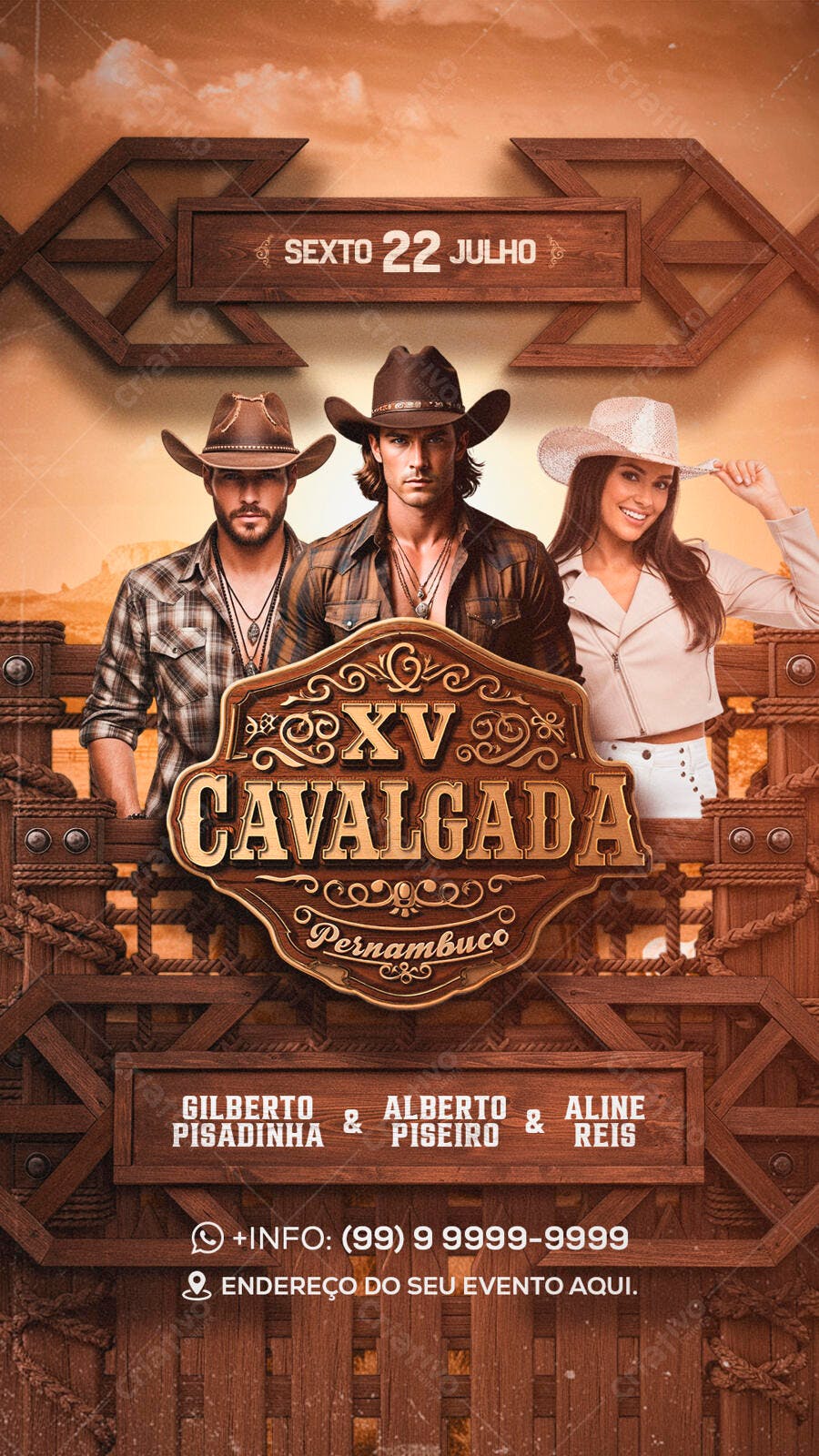 Flyer para Cavalgada 22 de Julho PSD Editável