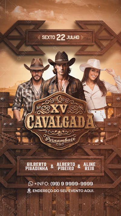 Flyer XV Cavalgada Pernambuco Story PSD Editavel