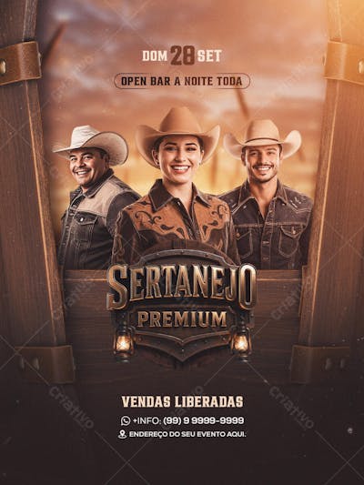 Flyer Sertanejo Premium Feed PSD Editavel