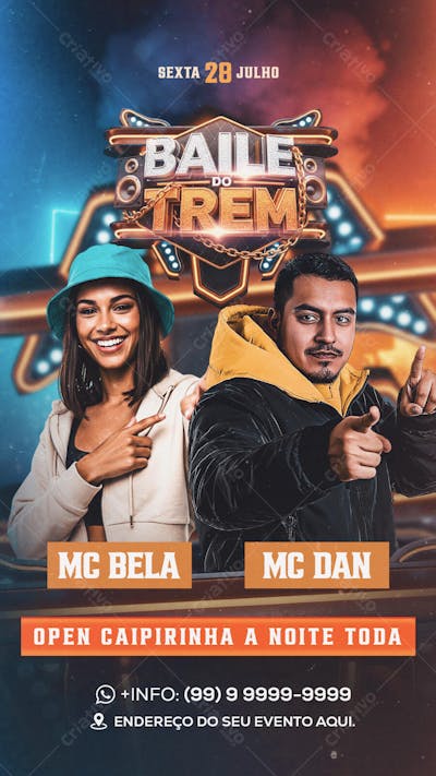 Flyer Baile do Trem Story PSD Editavel