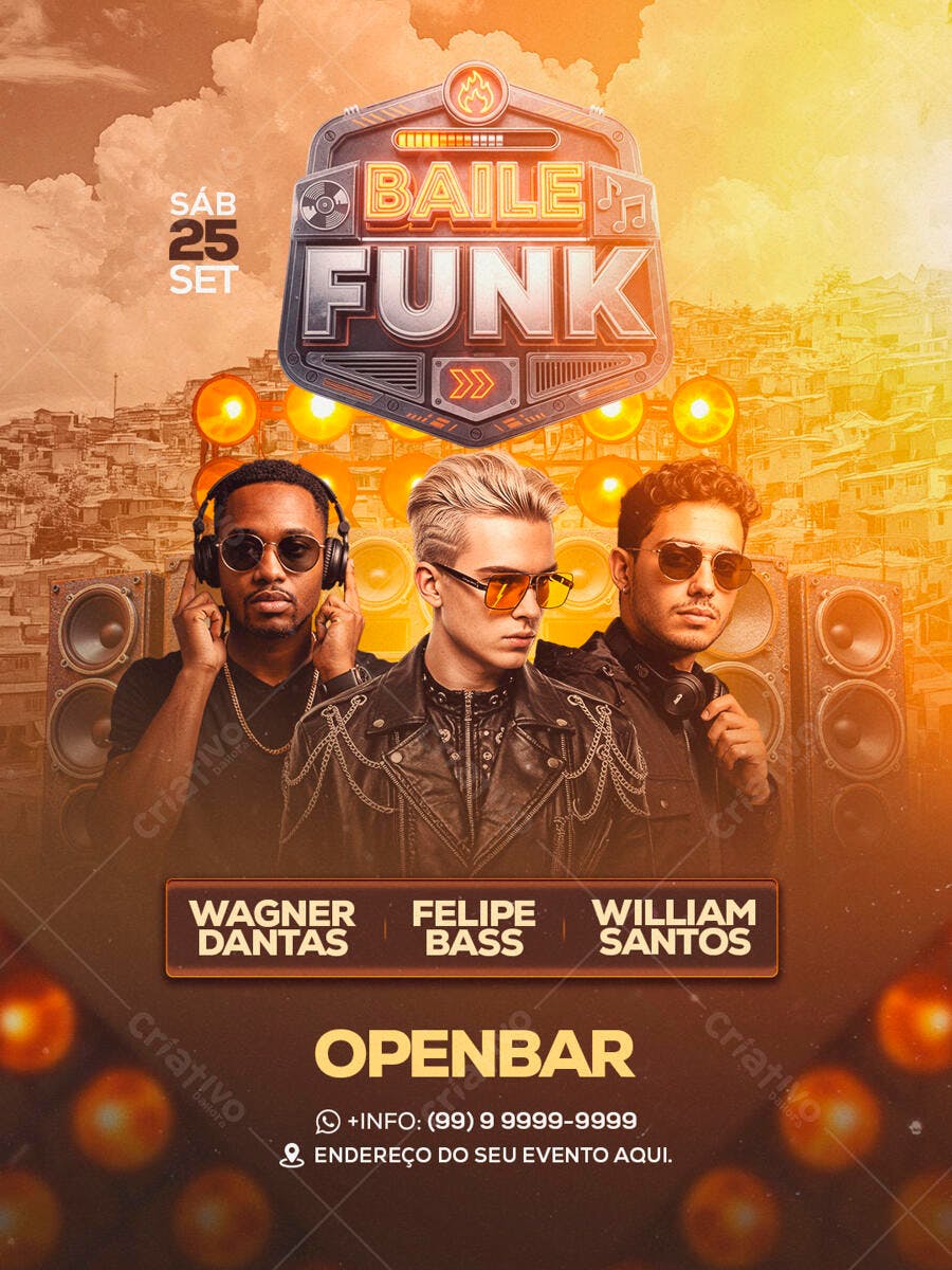 Flyer Baile Funk 25 de Setembro PSD Editável