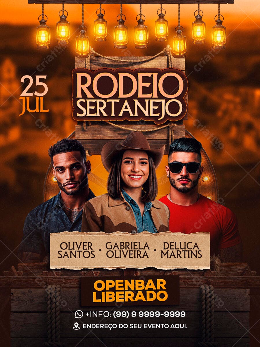 Flyer para Rodeio Sertanejo 25 Jul PSD Editável