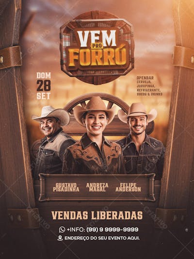 Flyer Vem pro Forró Feed PSD Editavel