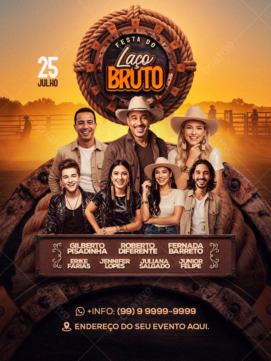 Flyer Festa do Laço Bruto 25 de Julho PSD Editável