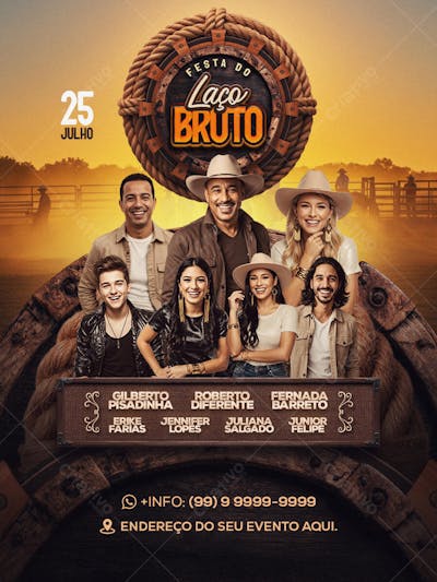 Flyer Festa do Laço Bruto Feed PSD Editavel