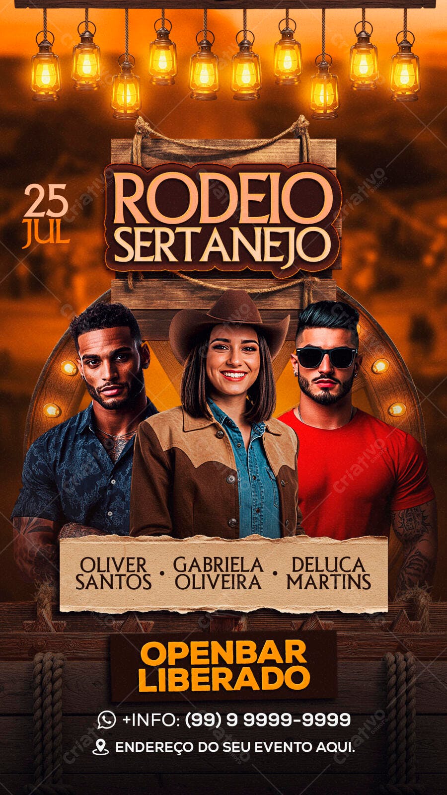 Flyer para Rodeio Sertanejo 25 Jul PSD Editável