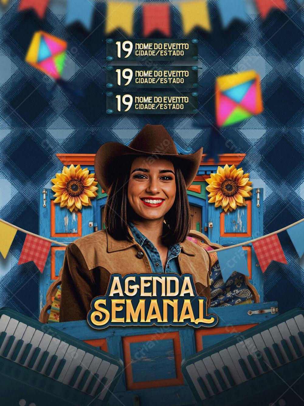 Flyer Agenda Semanal Junina1 Feed PSD Editavel
