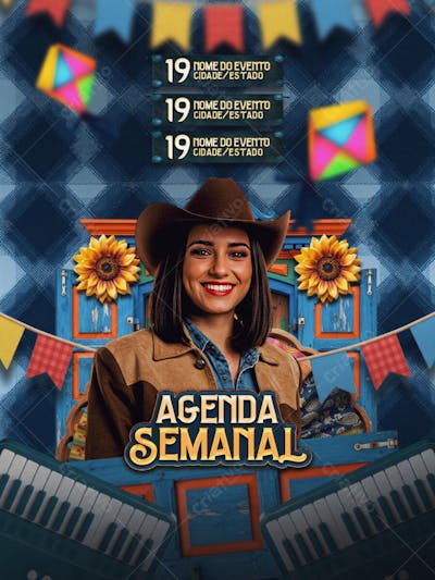 Flyer Agenda Semanal Junina1 Feed PSD Editavel