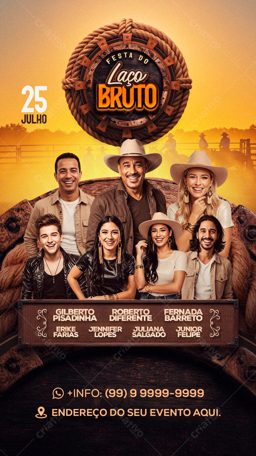 Flyer Festa do Laço Bruto 25 de Julho PSD Editável
