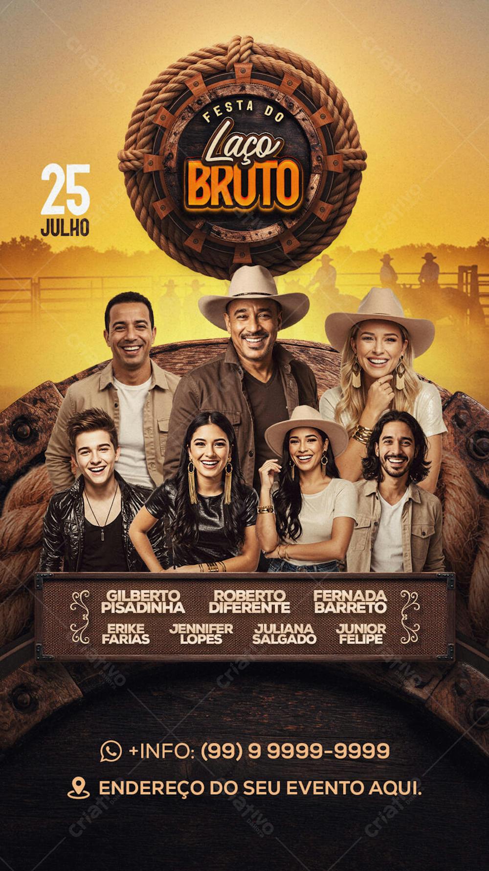 Flyer Festa do Laço Bruto Story PSD Editavel
