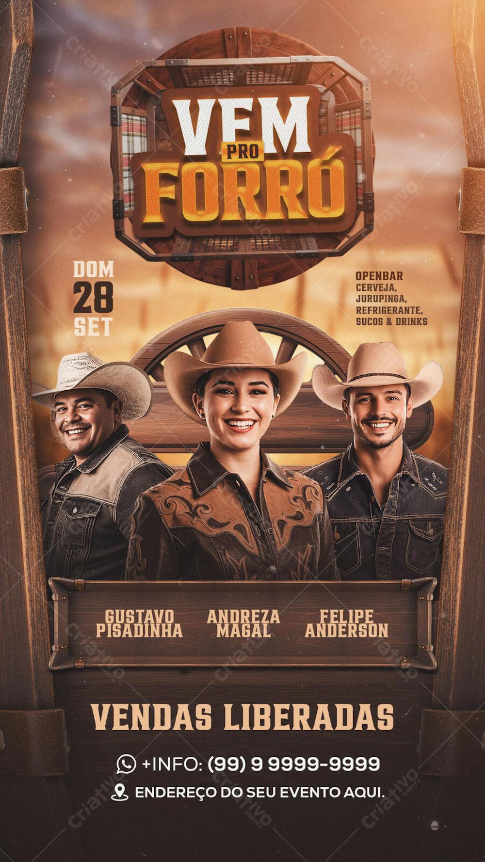 Flyer Vem pro Forró Story PSD Editavel