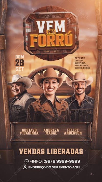 Flyer Vem pro Forró Story PSD Editavel