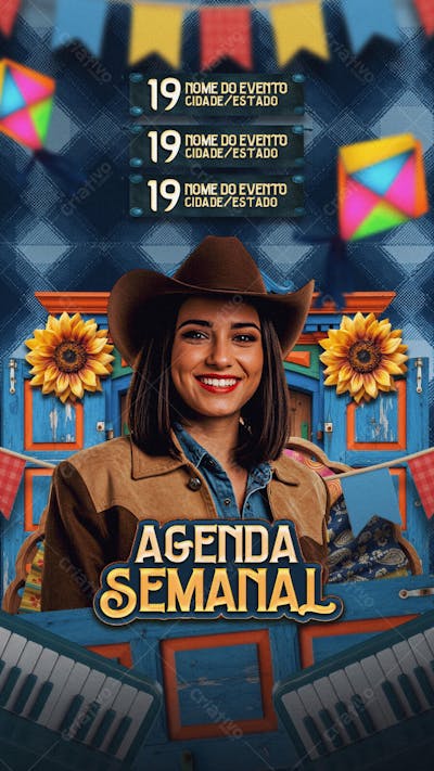 Flyer Agenda Semanal Junina1 Story PSD Editavel