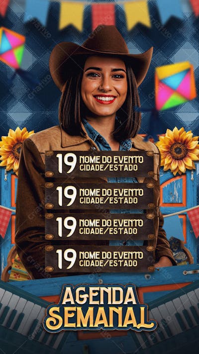 Flyer Agenda Semanal Junina2 Story PSD Editavel