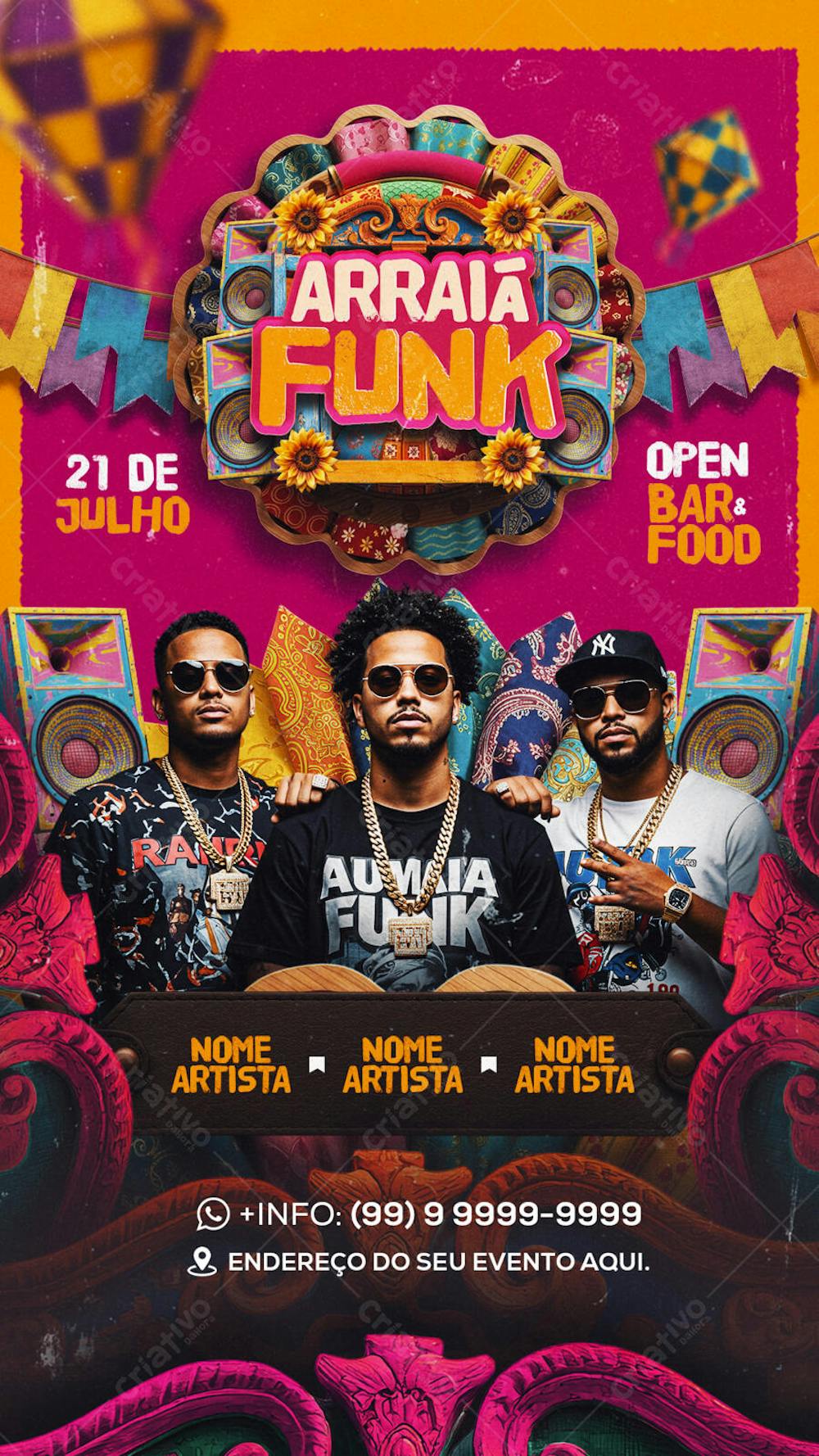 Flyer Arraiá Funk Story PSD Editavel