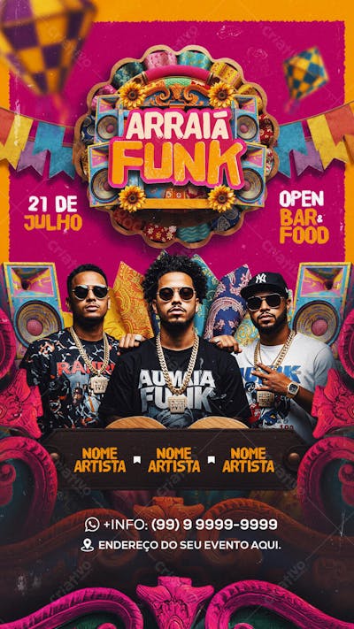 Flyer Arraiá Funk Story PSD Editavel