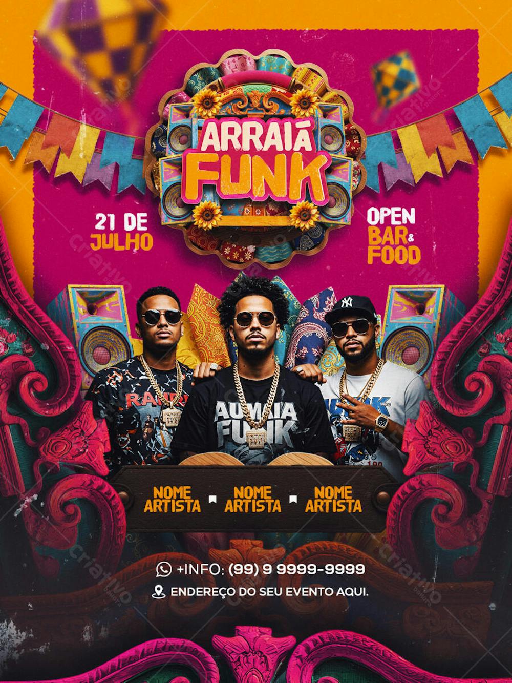 Flyer Arraiá Funk Feed PSD Editavel