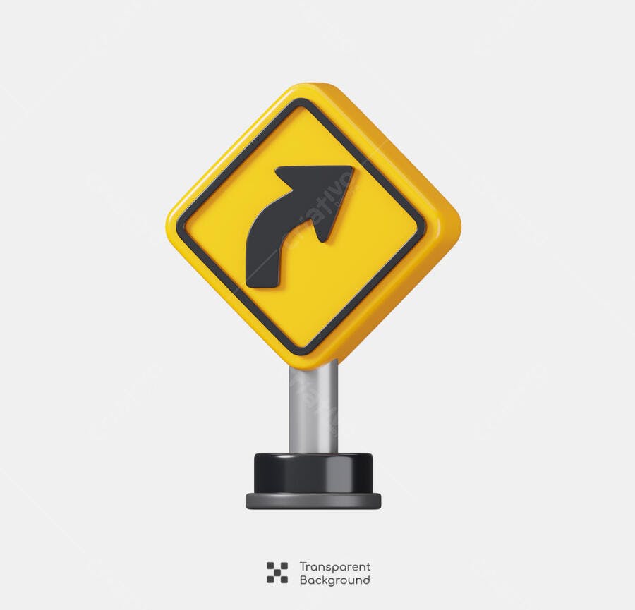 Ícone Placa de Sinalização Curva PSD Editável