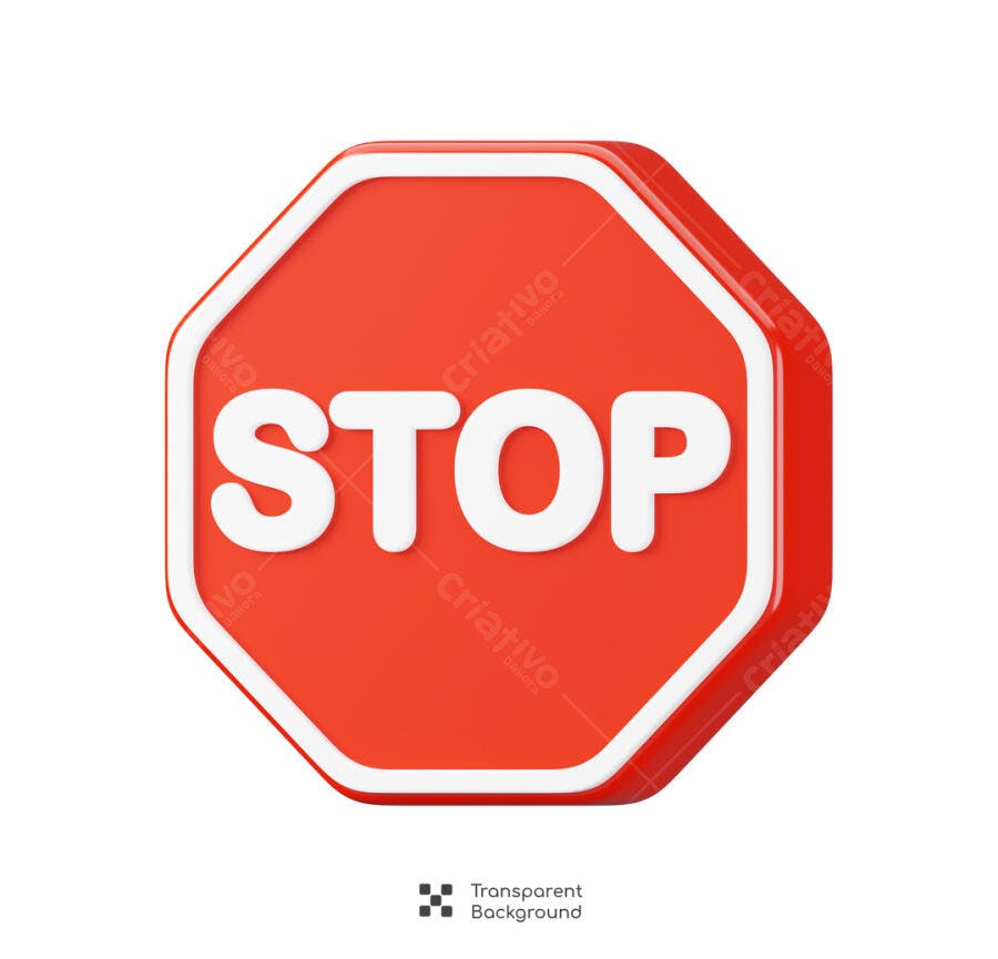 Placa de Sinalização STOP PSD Editável