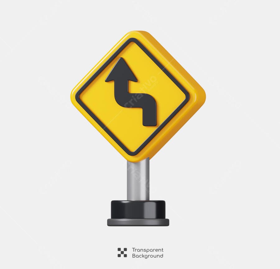 Ícone Placa de Sinalização Curva PSD Editável