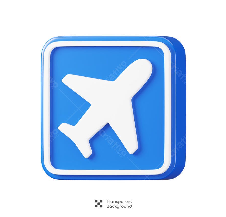 Ícone Avião Azul PSD Editável