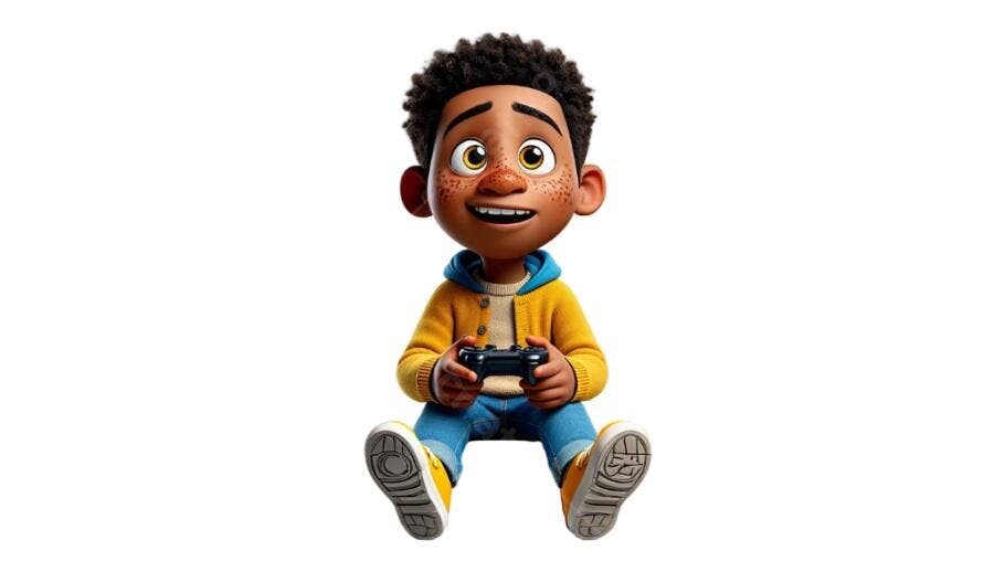 Avatar menino jogando PNG com fundo transparente