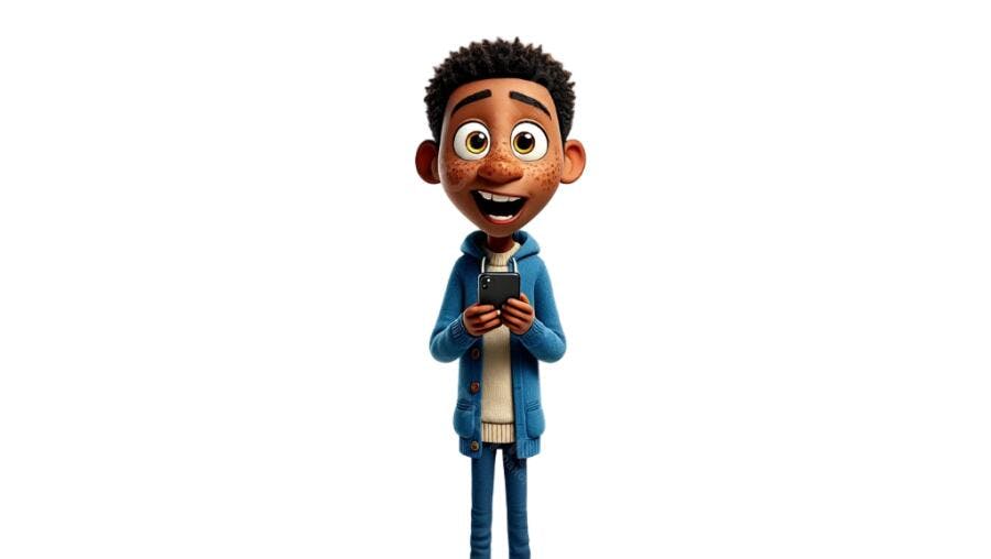 Avatar Menino com Celular PNG com fundo transparente