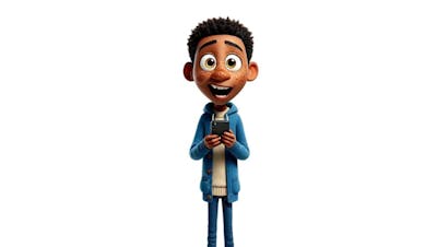 JOVEM CARTOON IA CELULAR PNG