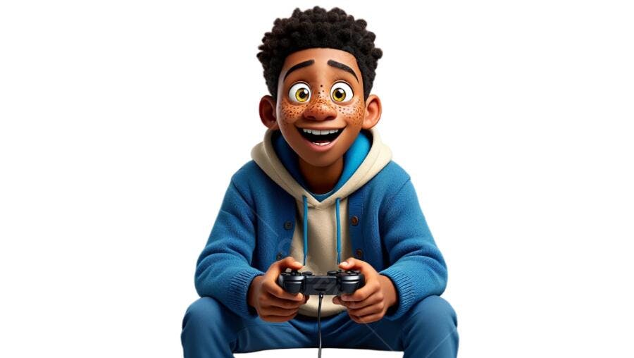 Avatar PNG com fundo transparente Gamer Afrodescendente
