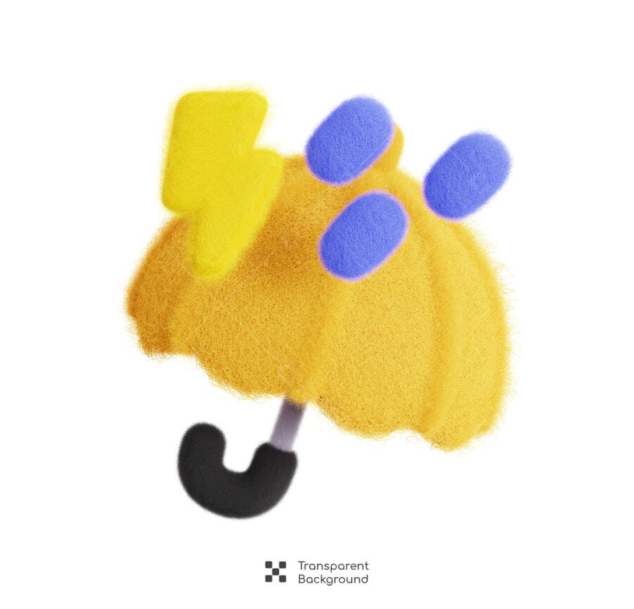 Ícone Chuva Amarelo PSD Editável