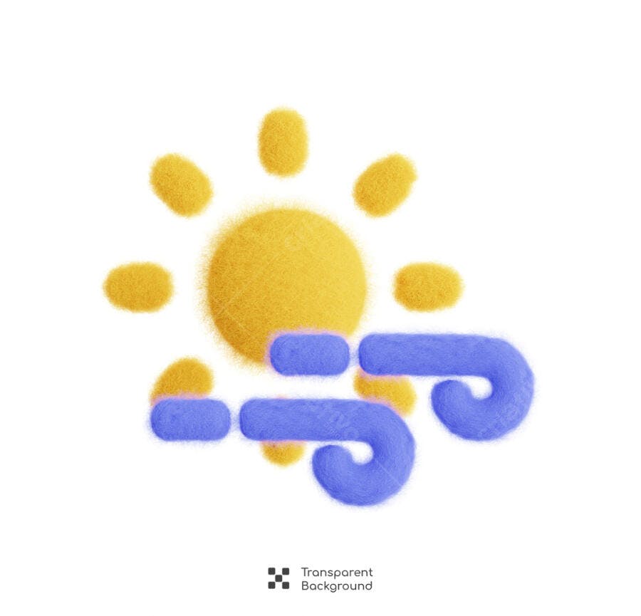 Ícone Clima Sol e Vento PSD Editável