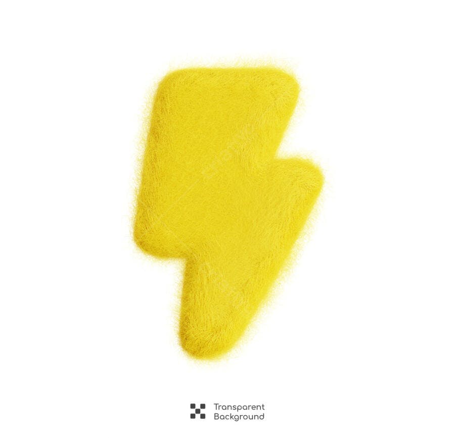 Icone Raio Amarelo em Pelúcia PSD Editável