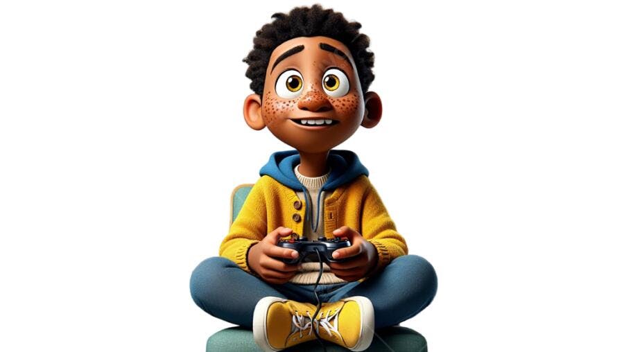 PNG Ilustração Menino Gamer com Fundo Transparente