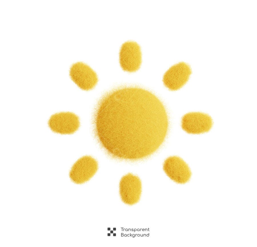 Ícone Sol Amarelo PSD Editável