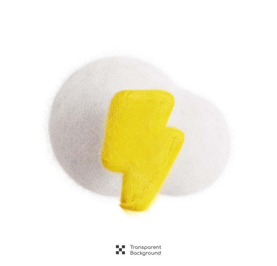 Ícone Nuvem com Raio Amarelo PSD Editável