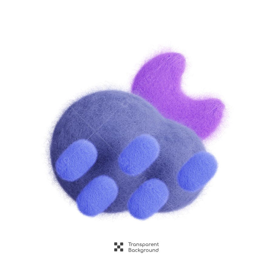 Ícone Monstro Pelúcia Roxo e Azul PSD Editável