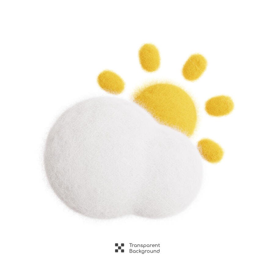 Ícone Sol e Nuvem PSD Editável