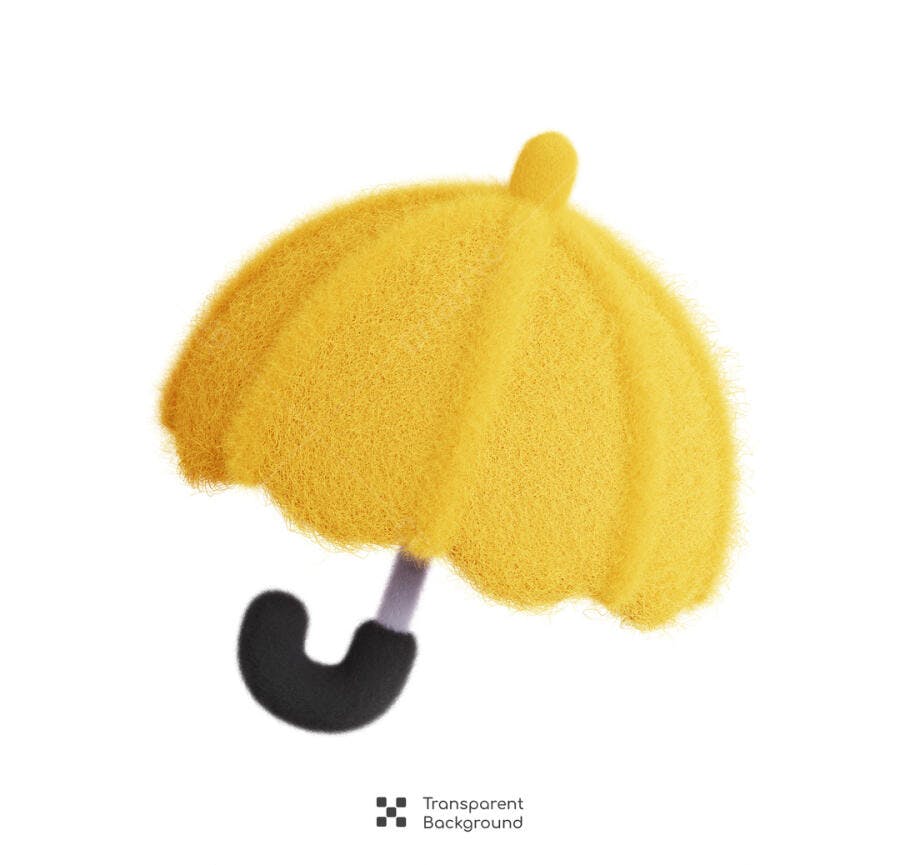 Ilustração de Guarda-Chuva Amarelo PSD Editável