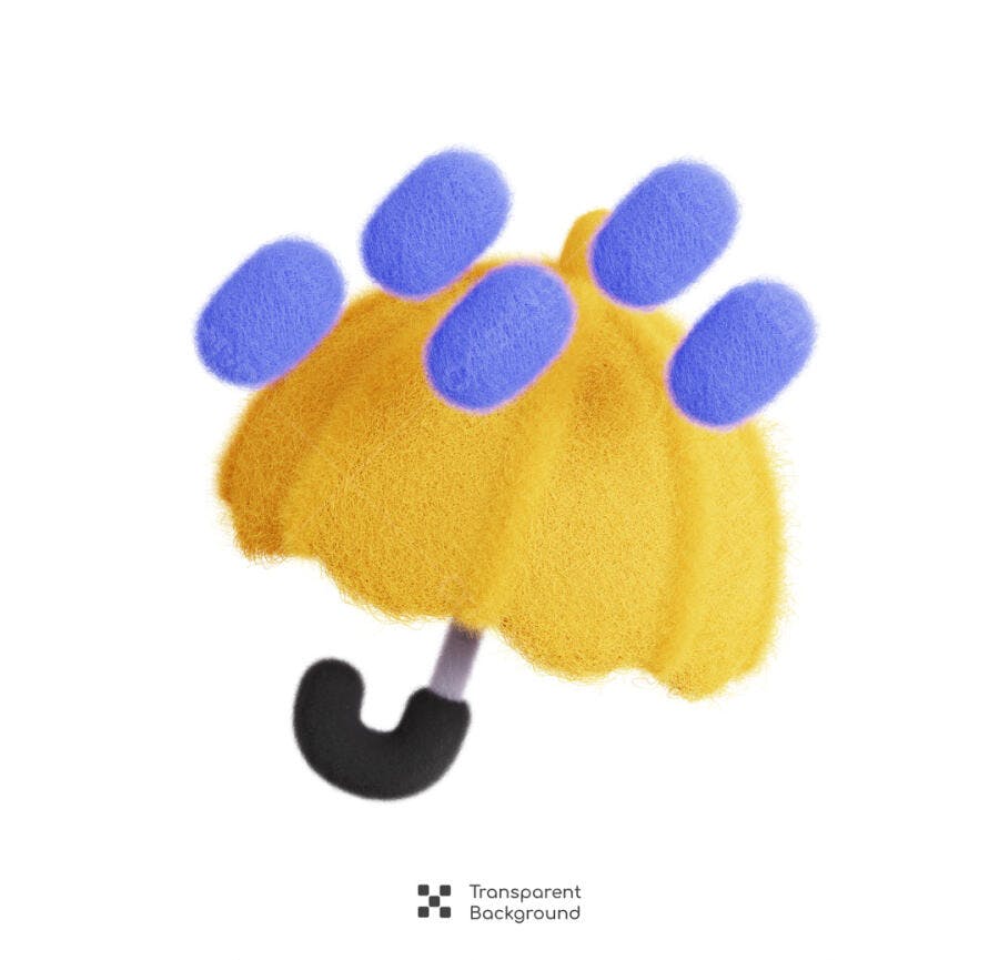 Ilustração de Guarda-Chuva Amarelo PSD Editável