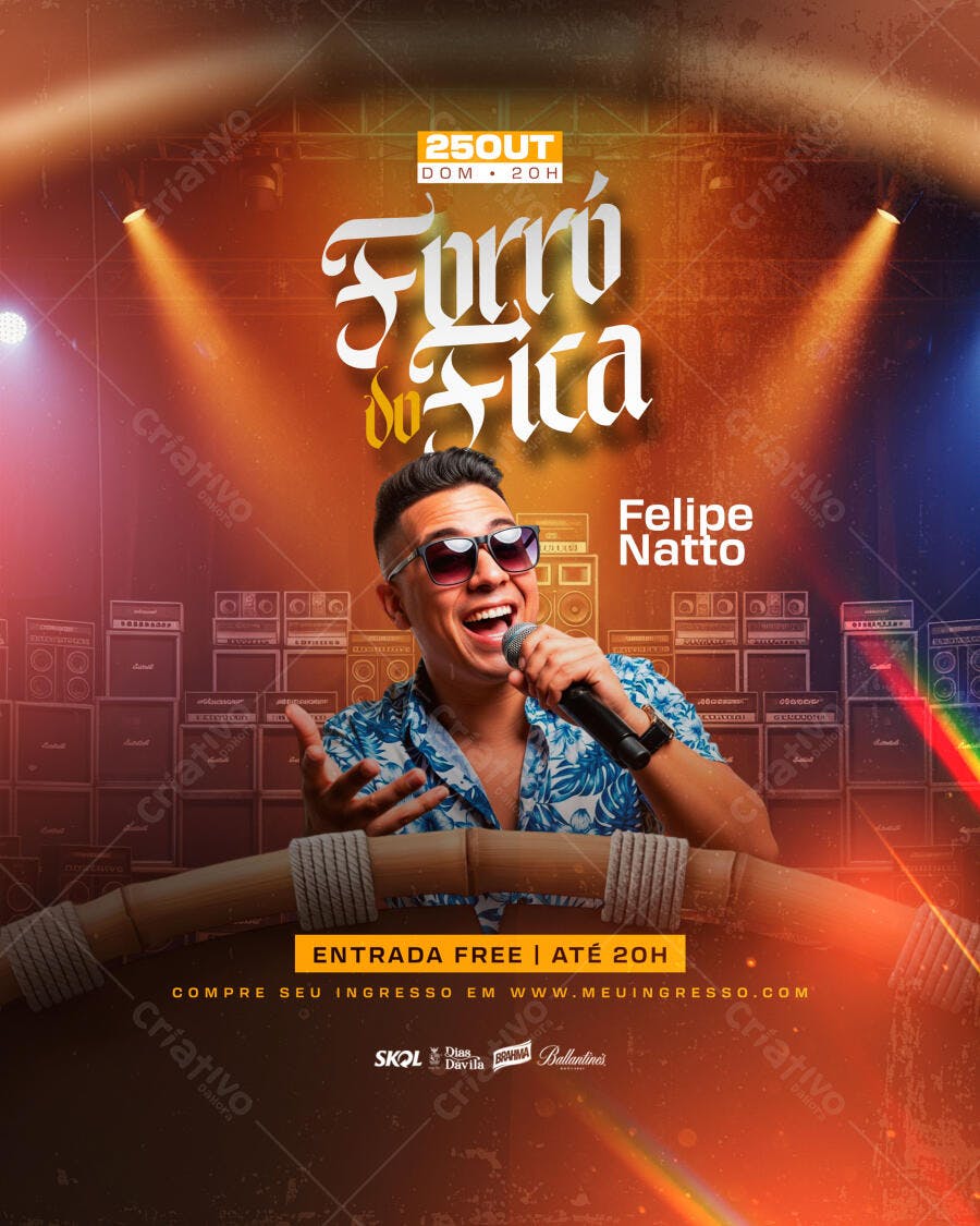 Flyer Forró do Fica 25 de Outubro PSD Editável