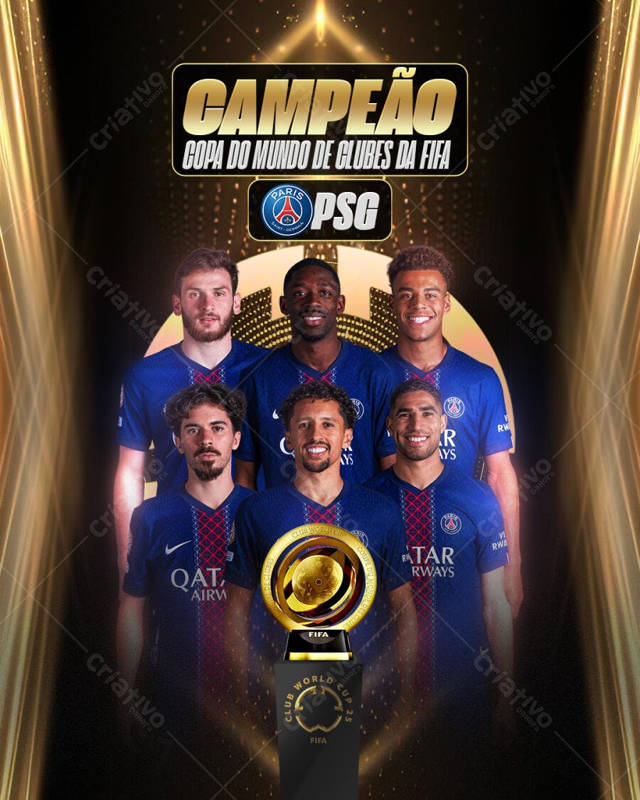 Flyer PSG Campeão Mundial de Clubes da FIFA PSD Editável