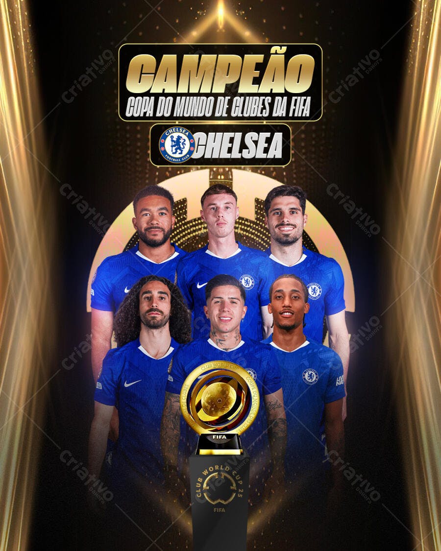 Flyer Chelsea Campeão Mundial de Clubes PSD Editável