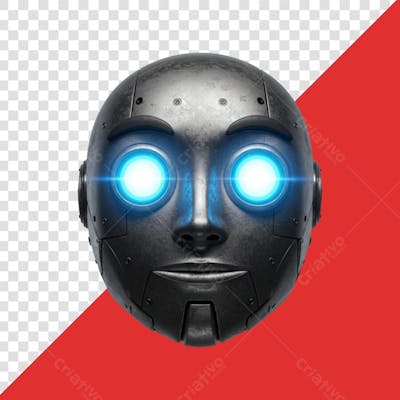 Icone metalico face robo Elemento 3D Render PNG Transparente