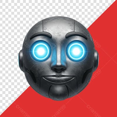 Icone metalico face robo Elemento 3D Render PNG Transparente