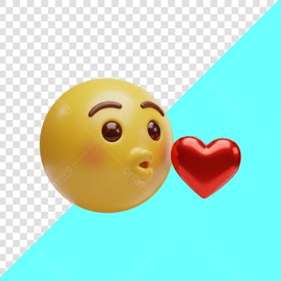 3D emoji amarelo mandando beijo png transparente