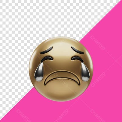 3D emoji triste metálico png transparente 